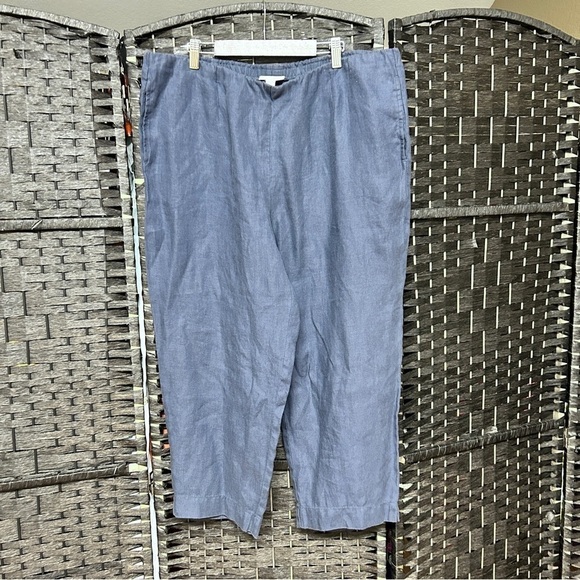 J. Jill Pure linen blue elastic waist wide legged pants size large (runs big) - Picture 4 of 5